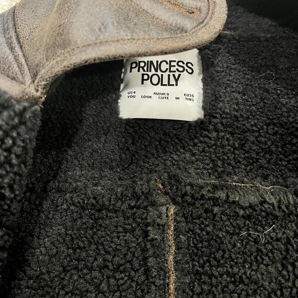 Princess Polly Nunez Faux Shearling Lined Faux Leather Jacket - Picture 6 of 7